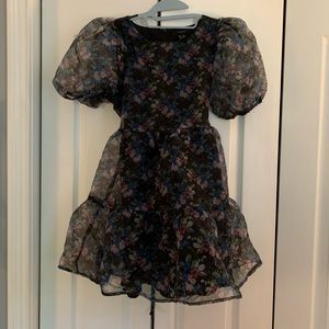 Black floral baby doll dress